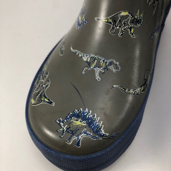 Osh Kosh B'gosh gray blue dinosaur print rainboots 8 - Picture 2 of 8